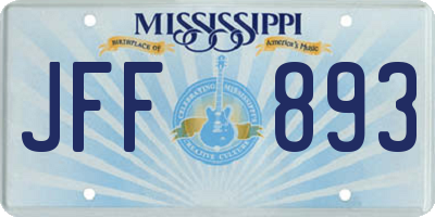 MS license plate JFF893
