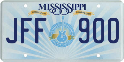 MS license plate JFF900