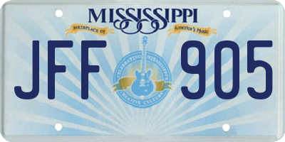 MS license plate JFF905