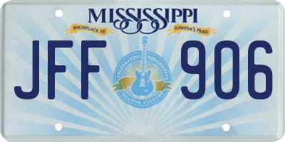 MS license plate JFF906
