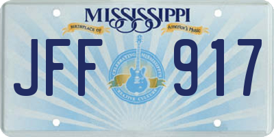 MS license plate JFF917
