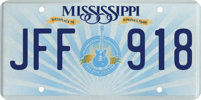 MS license plate JFF918
