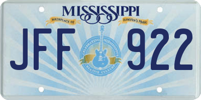 MS license plate JFF922