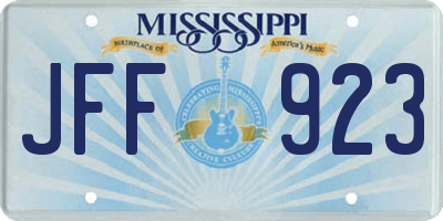 MS license plate JFF923