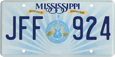 MS license plate JFF924