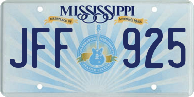 MS license plate JFF925