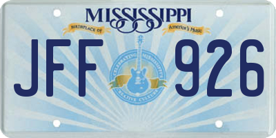 MS license plate JFF926