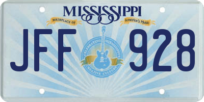MS license plate JFF928