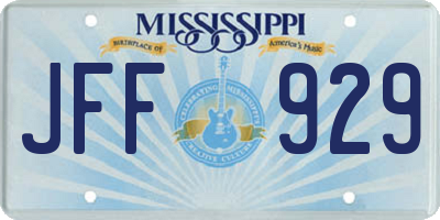 MS license plate JFF929