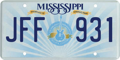 MS license plate JFF931