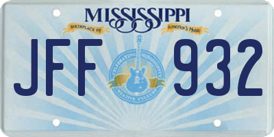 MS license plate JFF932