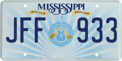 MS license plate JFF933