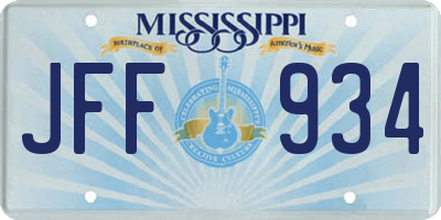 MS license plate JFF934