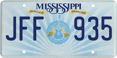 MS license plate JFF935