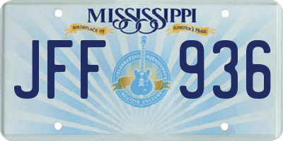 MS license plate JFF936