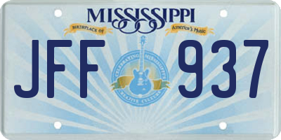 MS license plate JFF937