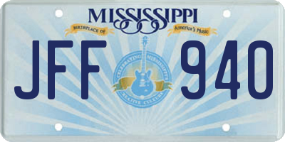 MS license plate JFF940