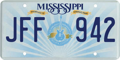 MS license plate JFF942