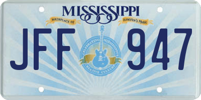 MS license plate JFF947