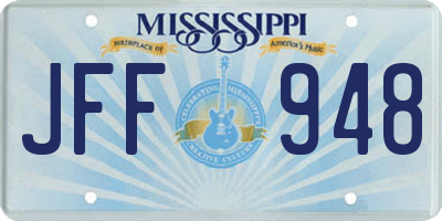 MS license plate JFF948