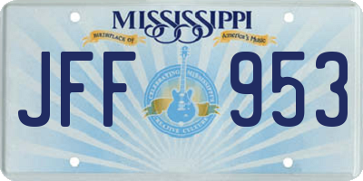 MS license plate JFF953