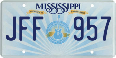 MS license plate JFF957