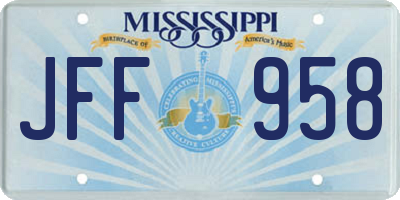 MS license plate JFF958