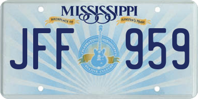 MS license plate JFF959