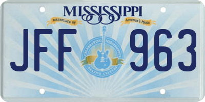 MS license plate JFF963