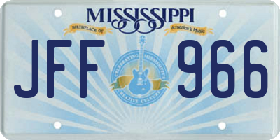 MS license plate JFF966