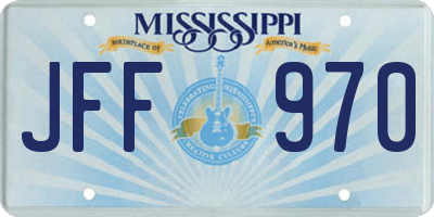 MS license plate JFF970