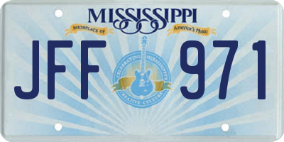 MS license plate JFF971