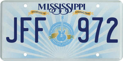 MS license plate JFF972