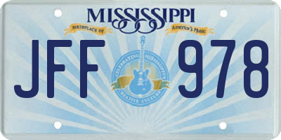 MS license plate JFF978