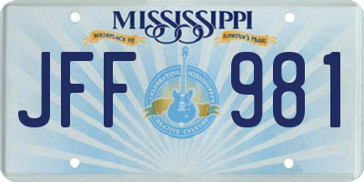 MS license plate JFF981