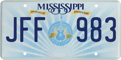 MS license plate JFF983