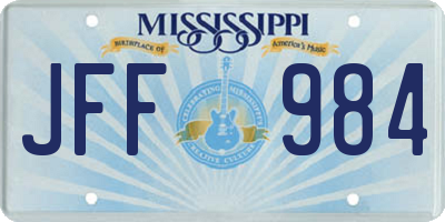 MS license plate JFF984