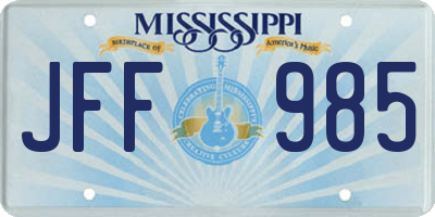 MS license plate JFF985