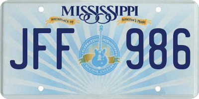 MS license plate JFF986