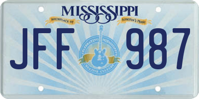 MS license plate JFF987