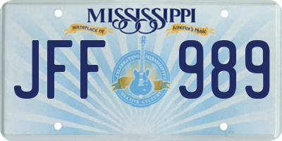 MS license plate JFF989