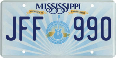 MS license plate JFF990