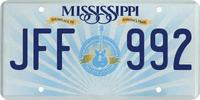 MS license plate JFF992