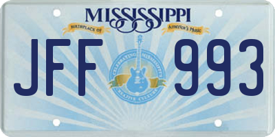 MS license plate JFF993