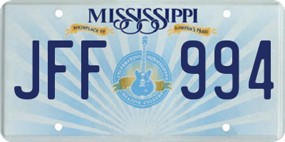 MS license plate JFF994