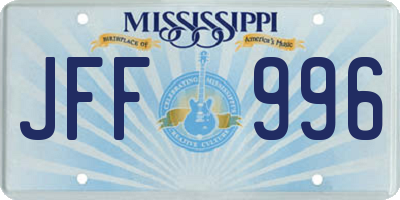 MS license plate JFF996