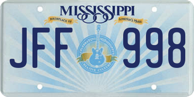 MS license plate JFF998