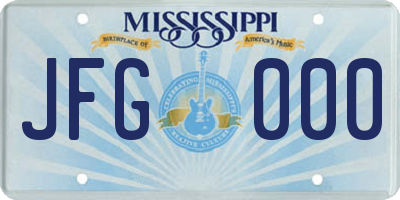 MS license plate JFG000