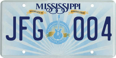 MS license plate JFG004