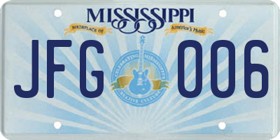 MS license plate JFG006